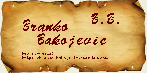 Branko Bakojević vizit kartica